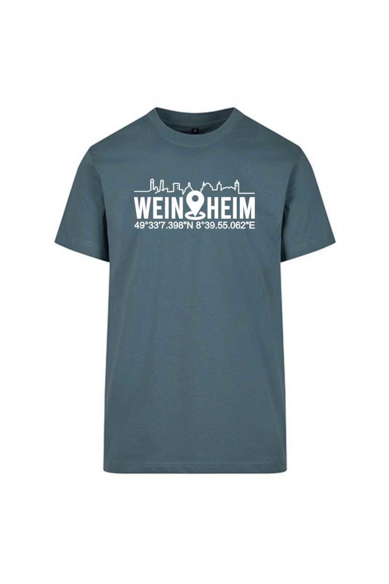T-Shirt Weinheim Koordinaten Standort (Druckfarbe weiß)